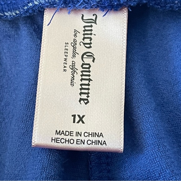 Juicy Couture Velvet Blue Slit Sides Wide Leg Pull on Sweatpants Size 1x - Picture 11 of 15